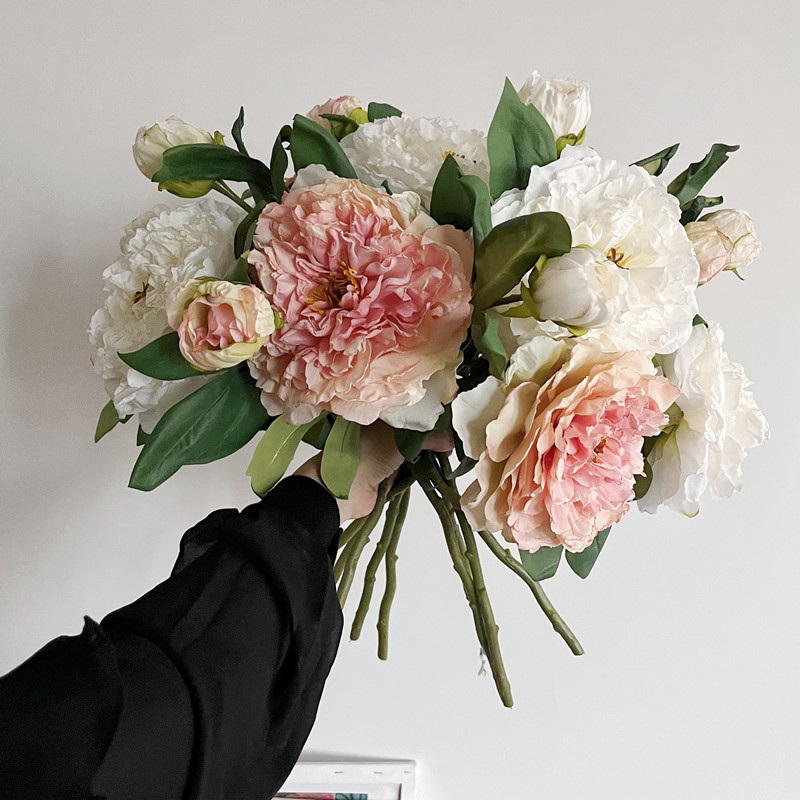 Hoa mẫu đơn giả, hoa decor trang trí nhà cửa, hoa giả