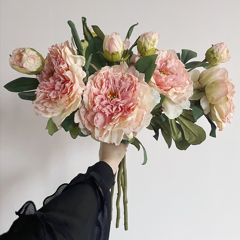 Hoa mẫu đơn giả, hoa decor trang trí nhà cửa, hoa giả